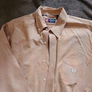 Chaps Men's Peach Striped Button Down Shirt